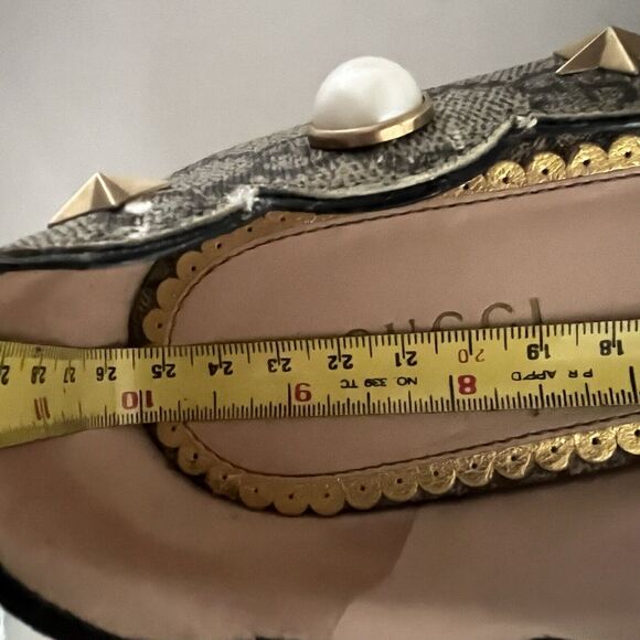 Gucci GG Monogram Lexi Supreme Pearl Lips Stars Bow Brown Ballet Flats SZ EU 39 - Picture 14 of 16